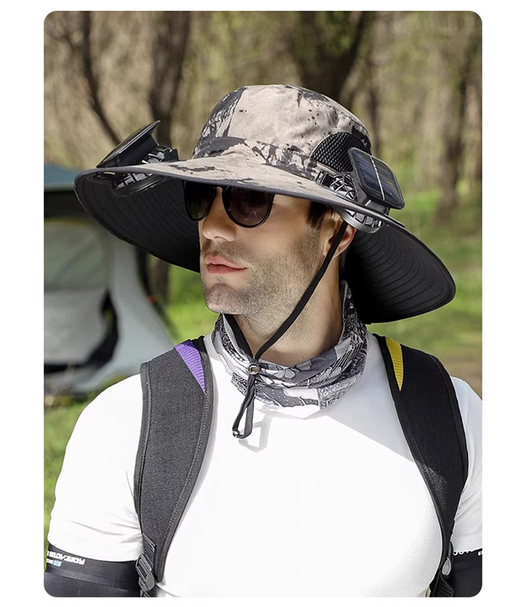 🔥Hot Sale🔥Premium Solar Fan Wide Brim Hat