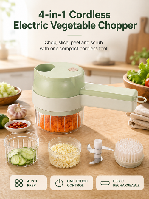 🥗4-in-1 Cordless Electric Vegetable Chopper
