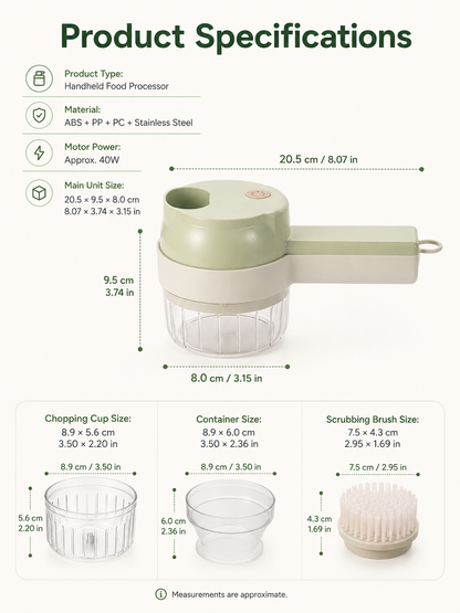 🥗4-in-1 Cordless Electric Vegetable Chopper