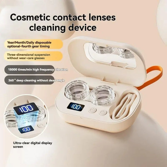 ✨BUY MORE SAVE MORE✨Ultrasonic Rechargeable Contact Lens Cleaner with Vanity Mirror