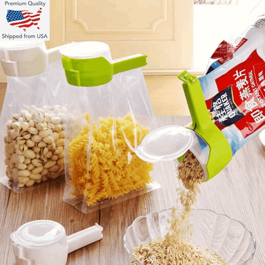 📢Buy 1 Get 1 FREE for only  $19.99📢 Reusable Food Bag Clips with Pour Spout