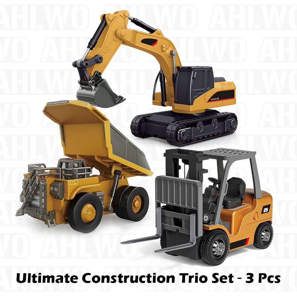 1/64 Mini RC Excavator, Dump Truck & Forklift Toy Set