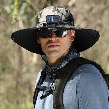 🔥🔥Wide Brim Solar Fan Outdoor Fishing Hat-Solar & USB Charging