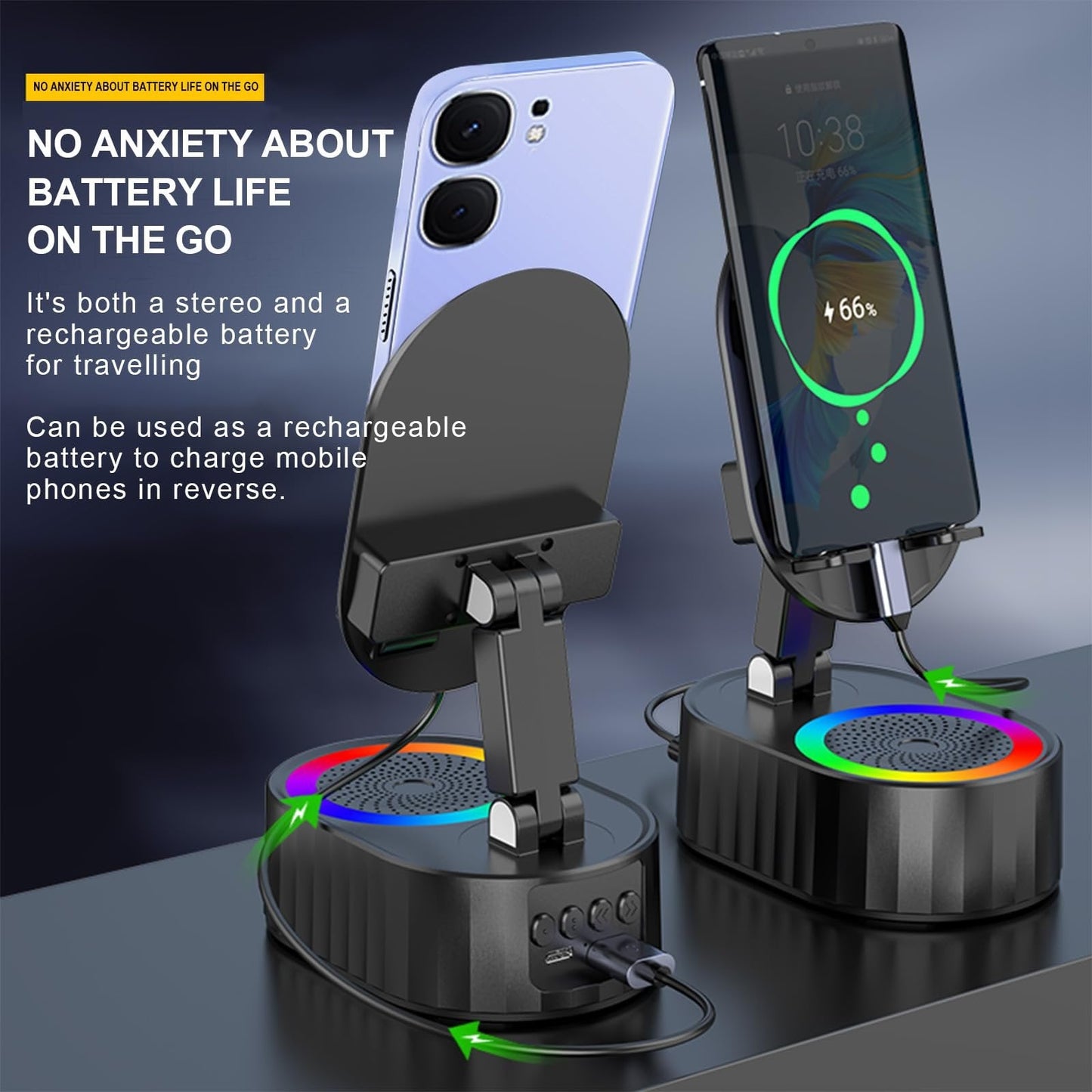🤳🏻3-in-1 Bluetooth Speaker Phone Stand with Power Bank