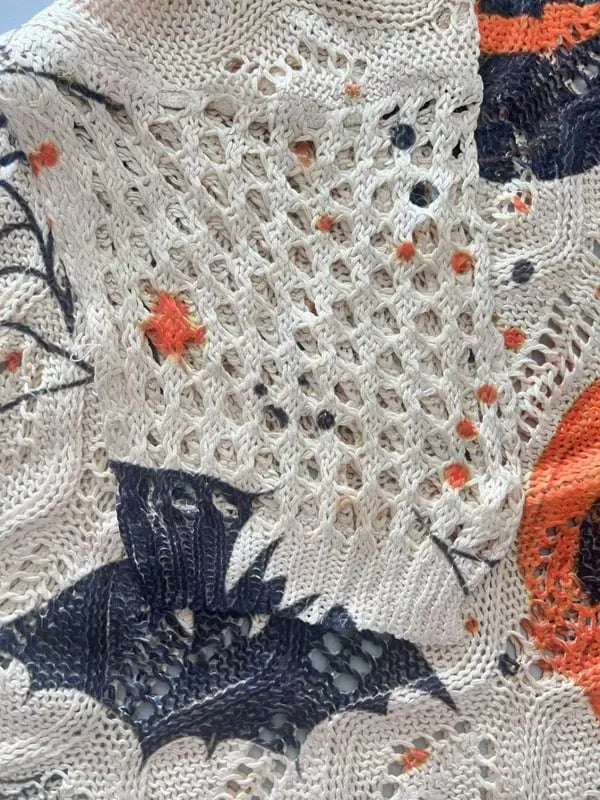 🎃Women's Halloween Pumpkin Print Long Sleeve Knit Top, Spring Summer Fall Wear