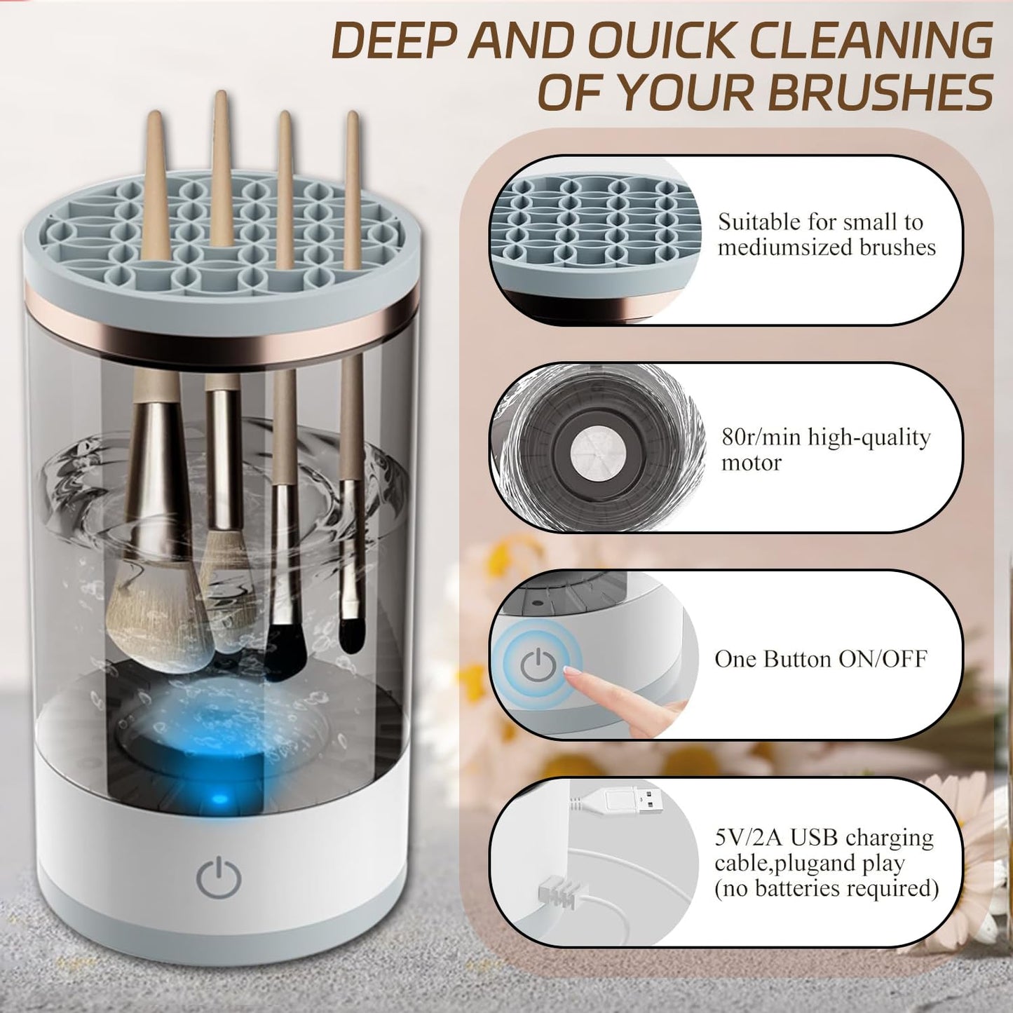 Discount (Today Only)Automatic Makeup Brush Cleaner Machine
