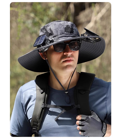🔥Hot Sale🔥Premium Solar Fan Wide Brim Hat