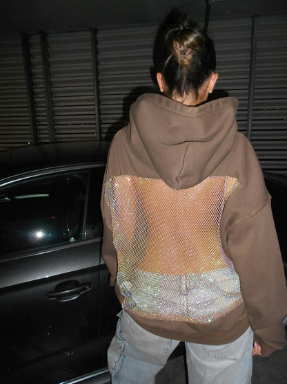 Backstage Crystal-Mesh Hoodie