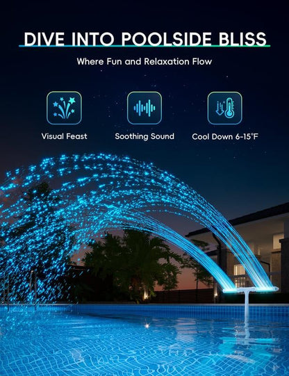 🔥Discount (Today Only)🔥-💧Solar Pool Fountain with Lights Dual Arc