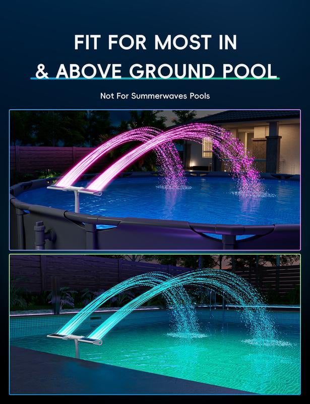 🔥Discount (Today Only)🔥-💧Solar Pool Fountain with Lights Dual Arc