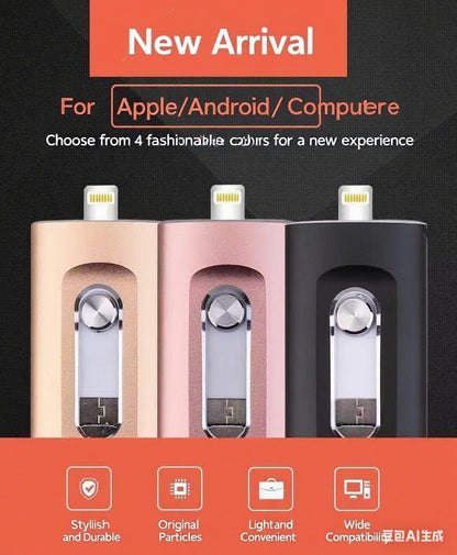 ⚡Portable USB 3.0 Flash Drive | 3-in-1 Storage for All Devices