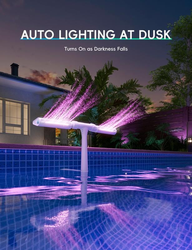 🔥Discount (Today Only)🔥-💧Solar Pool Fountain with Lights Dual Arc