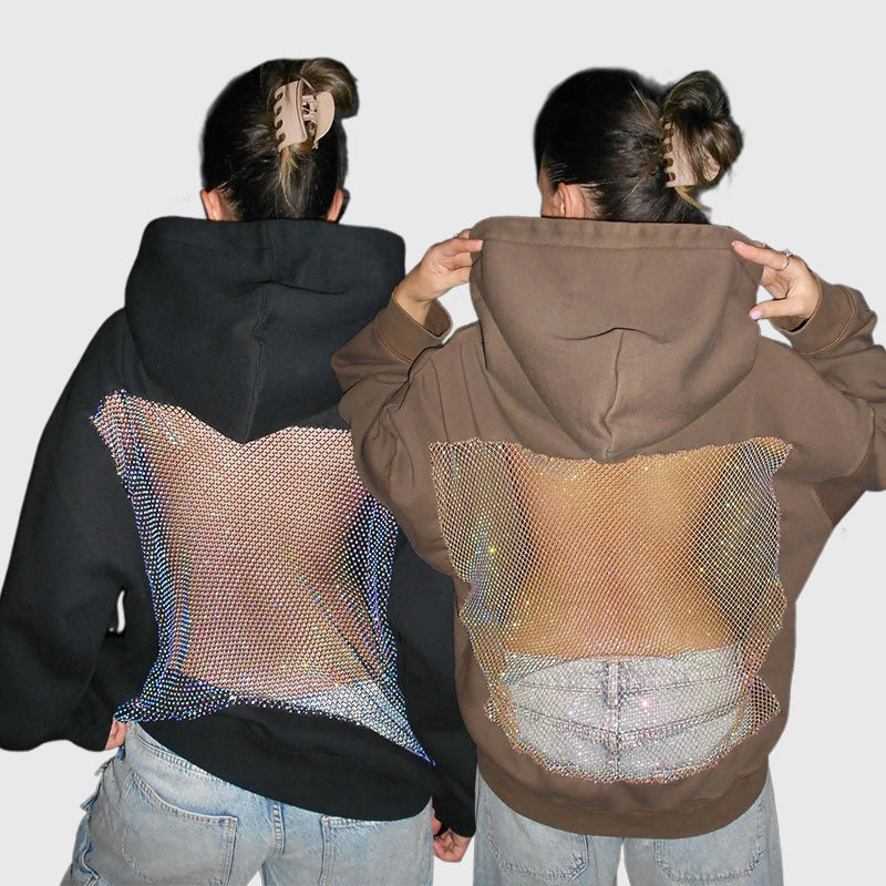 Backstage Crystal-Mesh Hoodie