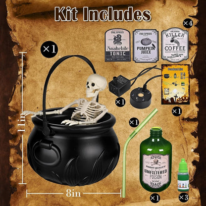 🏆Flash Sale⚡Cauldron Halloween Decor with Magic Floating Potion Bottles and Diffuser