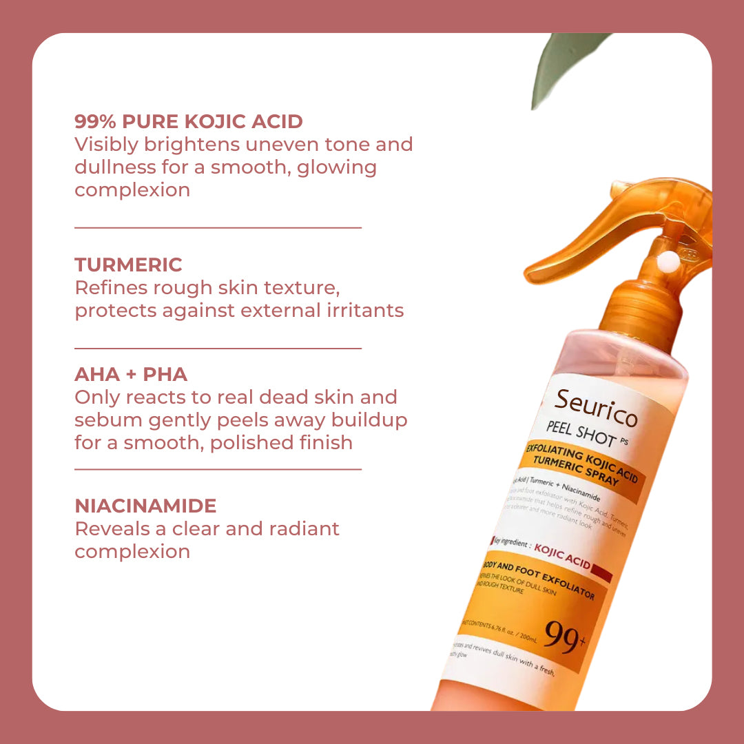 Seurico Peel Shot - Kojic + Turmeric Body Peel Spray