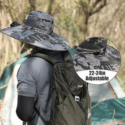 🔥Hot Sale🔥Premium Solar Fan Wide Brim Hat