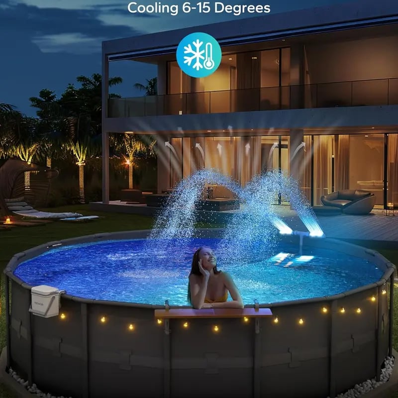 🔥Discount (Today Only)🔥-💧Solar Pool Fountain with Lights Dual Arc