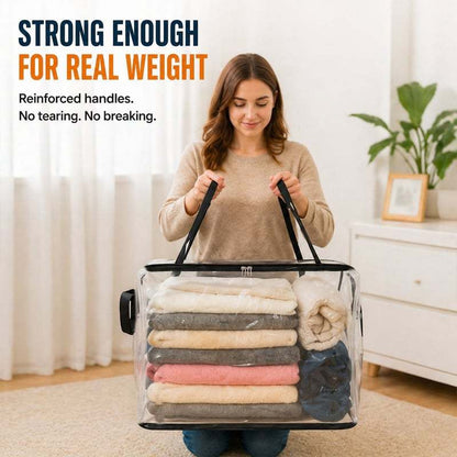 Large Heavy-Duty Thick Clear Storage Bag for Clothes, Moving & Storage