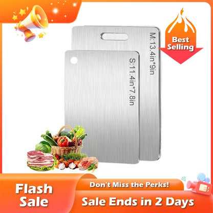 🏆Flash Sale⚡ 50K+ SOLD! Almost Gone-💥🎉🔥Stainless Steel Double Sided Chopping Board,Best Gifts