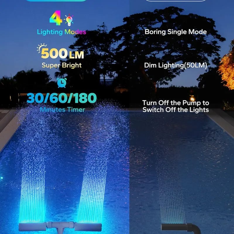 🔥Discount (Today Only)🔥-💧Solar Pool Fountain with Lights Dual Arc