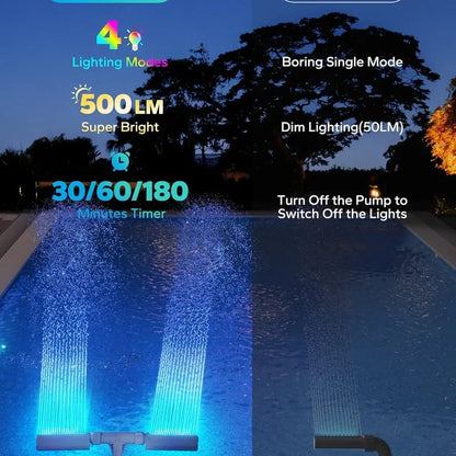 🔥Discount (Today Only)🔥-💧Solar Pool Fountain with Lights Dual Arc