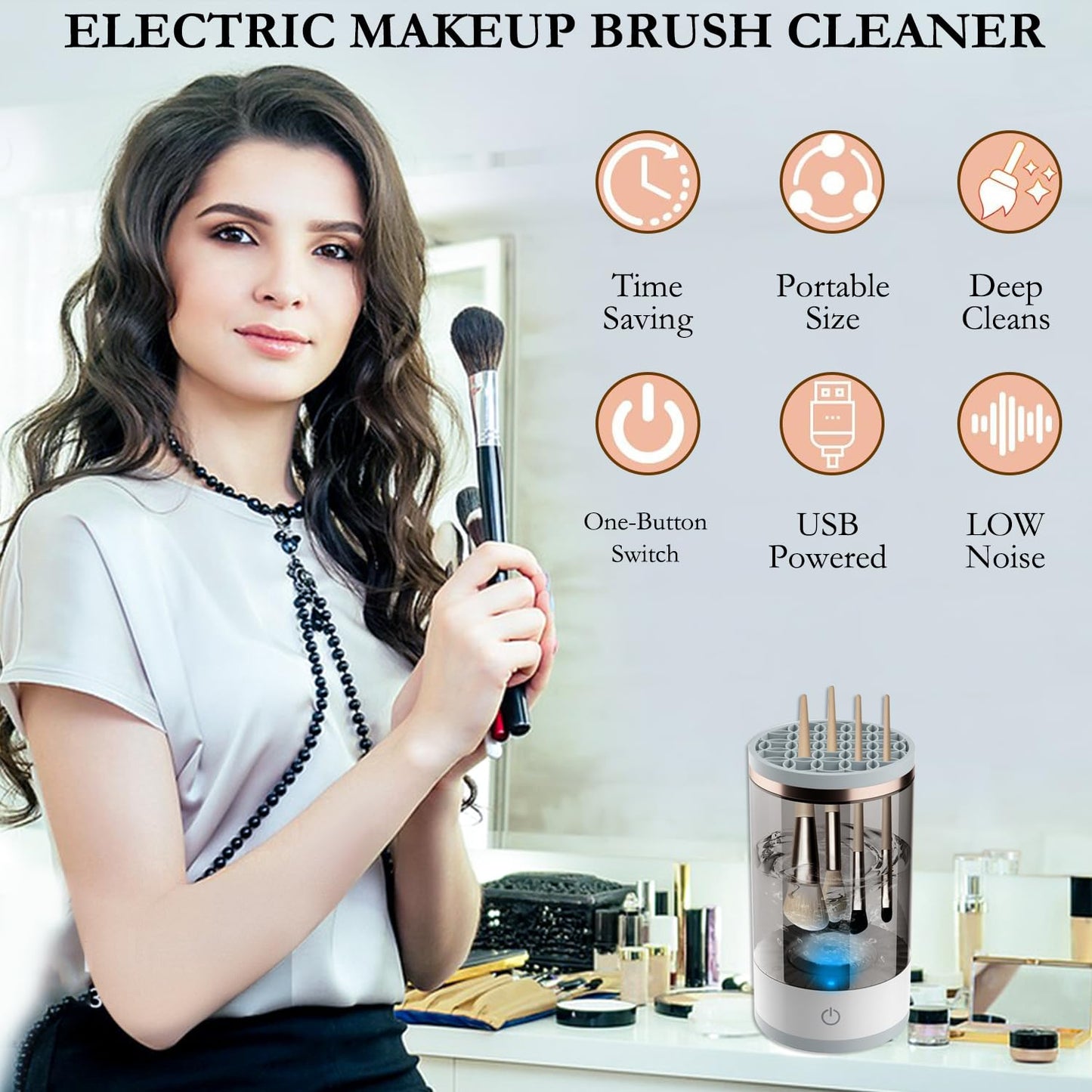 Discount (Today Only)Automatic Makeup Brush Cleaner Machine