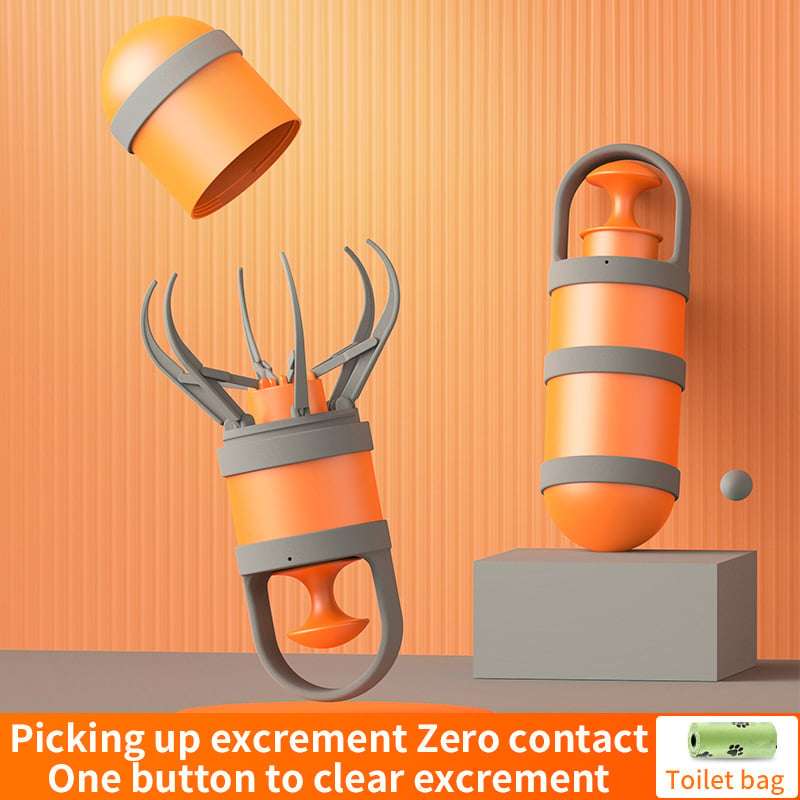 Dog Pooper Scooper Portable Pet Waste Picker with Garbage Bag Handheld Claw Poop Scooper