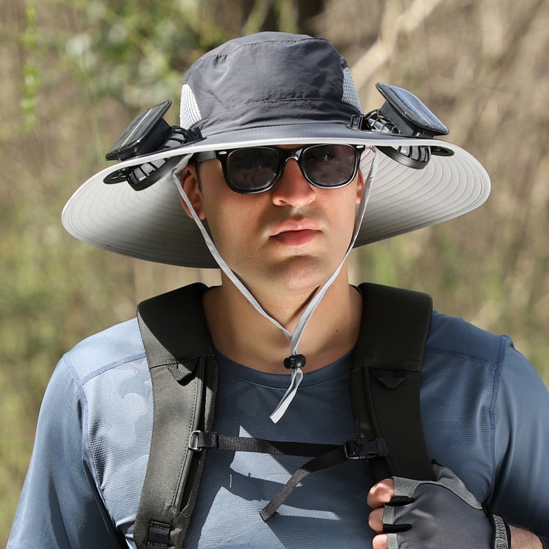 🔥🔥Wide Brim Solar Fan Outdoor Fishing Hat-Solar & USB Charging