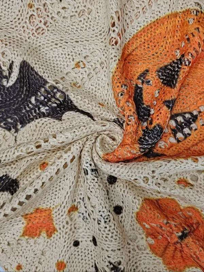 🎃Women's Halloween Pumpkin Print Long Sleeve Knit Top, Spring Summer Fall Wear
