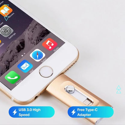 ⚡Portable USB 3.0 Flash Drive | 3-in-1 Storage for All Devices