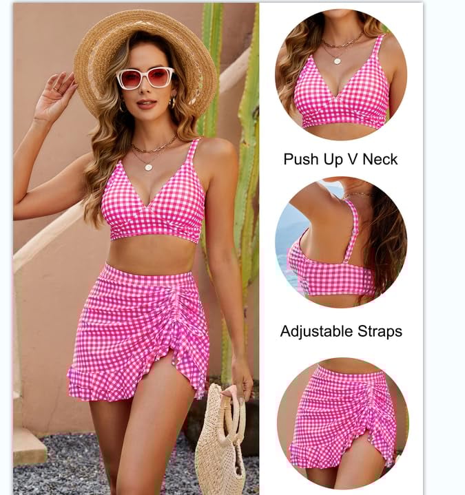 💥Women's Tummy Control High Waisted Gingham Bikini Set
