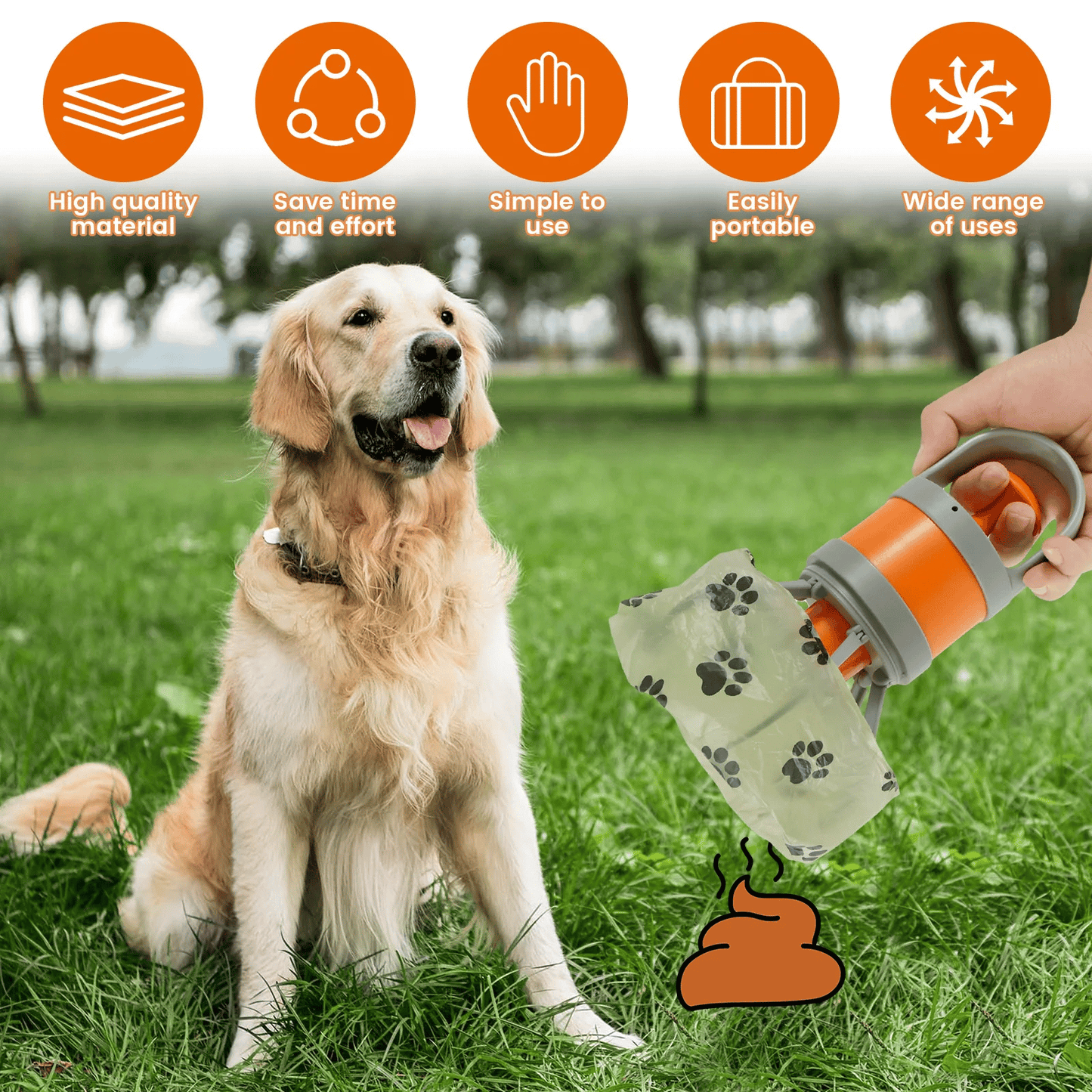 Dog Pooper Scooper Portable Pet Waste Picker with Garbage Bag Handheld Claw Poop Scooper