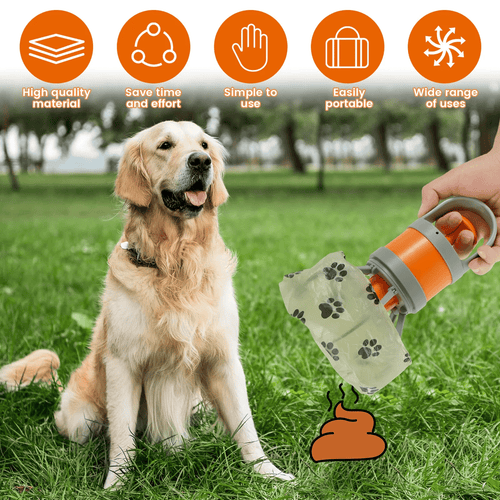 Dog Pooper Scooper Portable Pet Waste Picker with Garbage Bag Handheld Claw Poop Scooper
